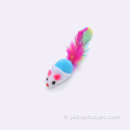 Jouet chat interactif souris plumes colorées